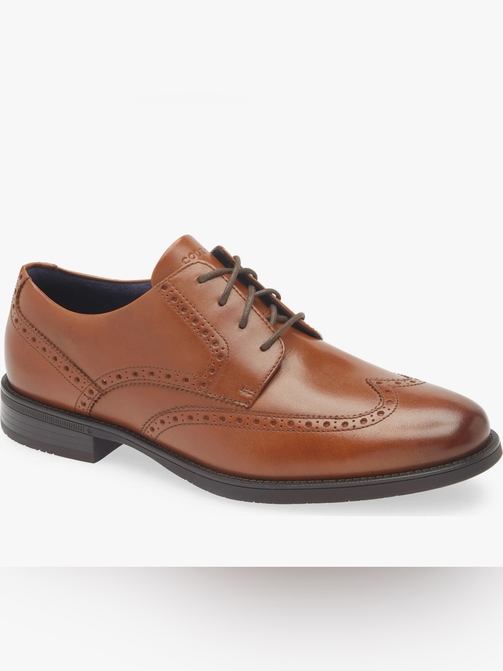 Cole Hasn Men's Classic Tan Leather Wingtip Oxford Dress Shoes Size 12